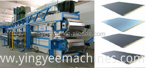 Hebei China auto sandwich panel production line/pu foam sandwich wall panel making machine